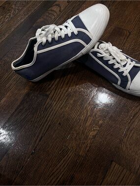 Original Penguin Navy and White Low-Top Canvas Sneakers